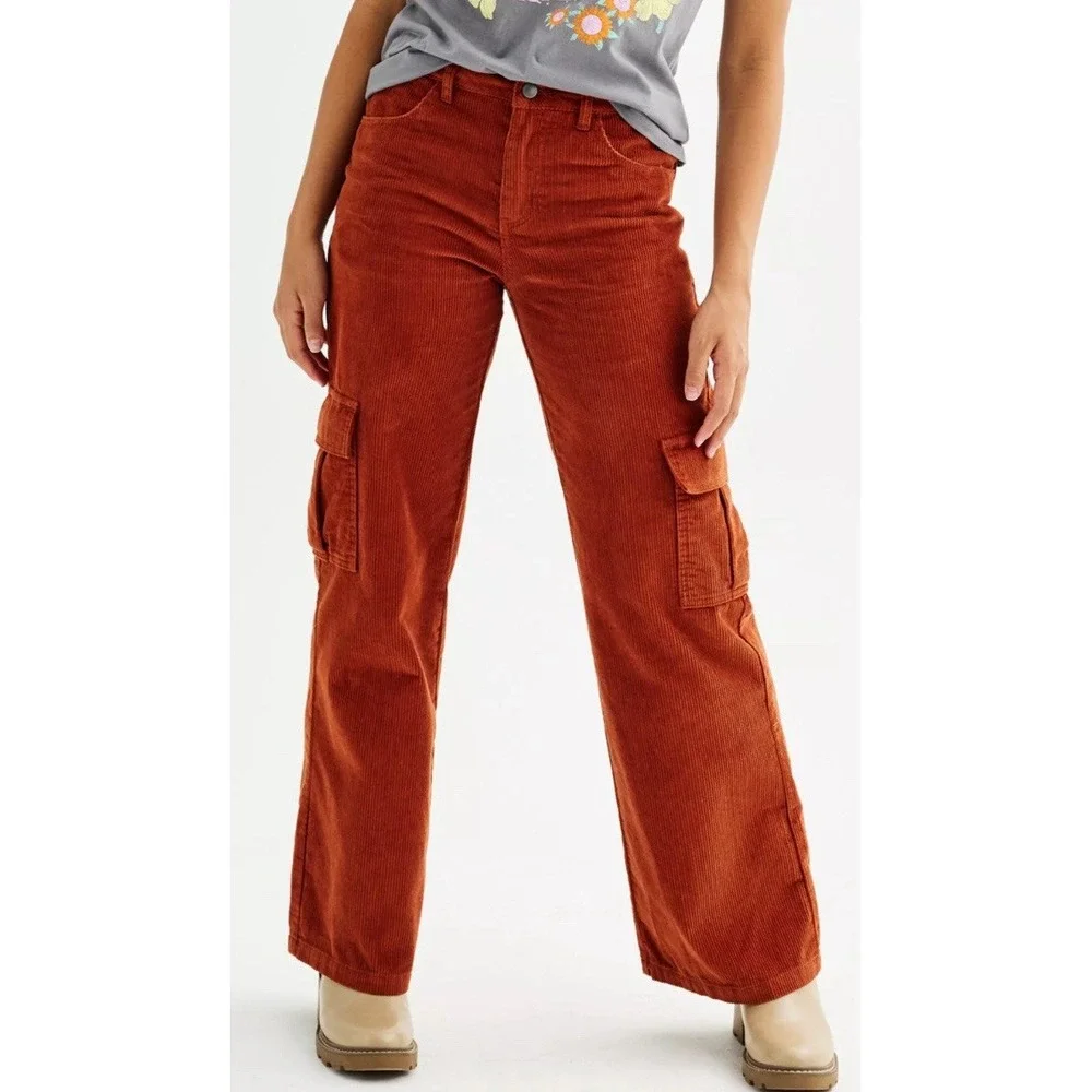 NWT Tinseltown Brown Corduroy Wide‎ Leg Cargo Pant Y2K Grunge Skater Rave 5 / 27